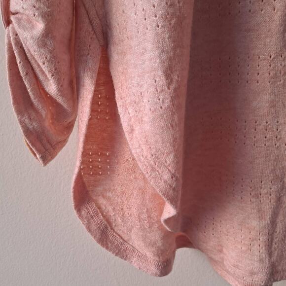 Akemi & Kim Peach Scoop Neck Long Convertible Sleeve Shirt Tail Tee-Shirt - M - Picture 6 of 12